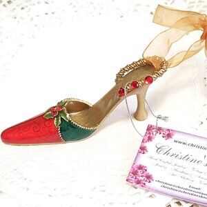 High heel shoe ornament, shoe ornament, or dresser trinket, comes wi ribbon NEW